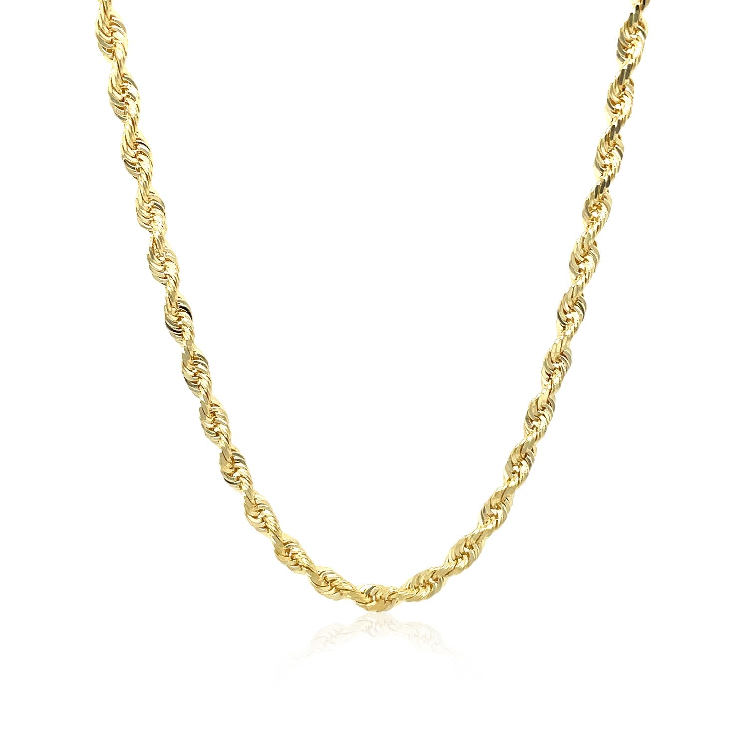 10k Yellow Gold Solid Diamond Cut Rope Chain (3.00 mm) in a sleek high-contrast midnight luxury editorial style